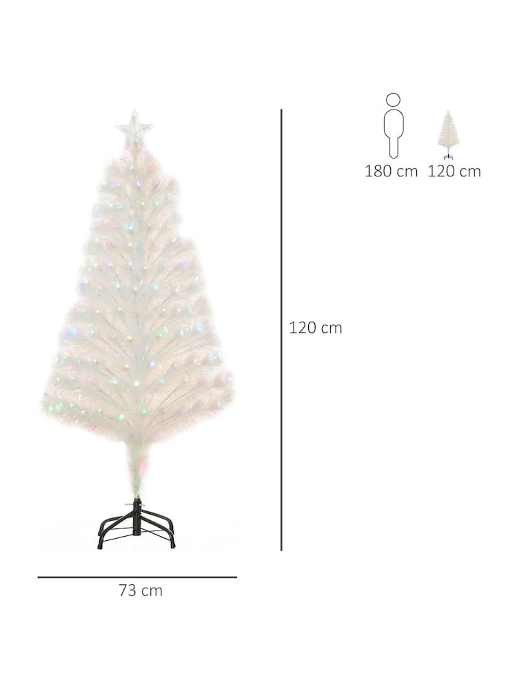 Homcom White Fibre Optic Artificial Christmas 4ft  Tree - Image 4 of 4