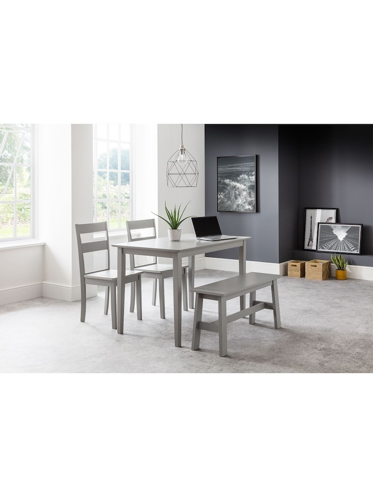 Julian Bowen Grey Kobe 4 Seater Wood Dining Table and Chair/Bench Set - Image 1 of 4