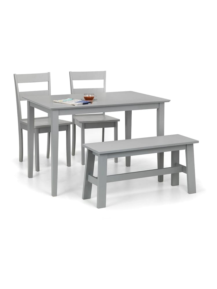 Julian Bowen Grey Kobe 4 Seater Wood Dining Table and Chair/Bench Set - Image 2 of 4