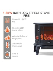 Warmlite Black 1.8KW Bath Log Stove Fire - Image 1 of 7