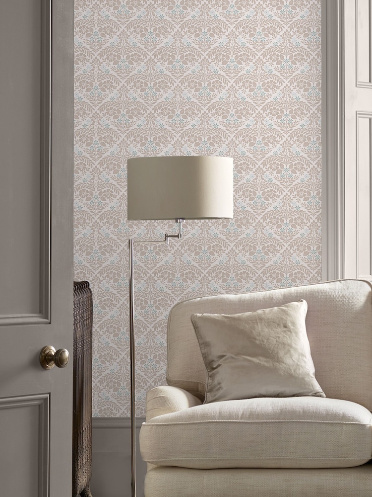 Laura Ashley Dove Grey Margam A4 Wallpaper Sample - Image 1 of 2