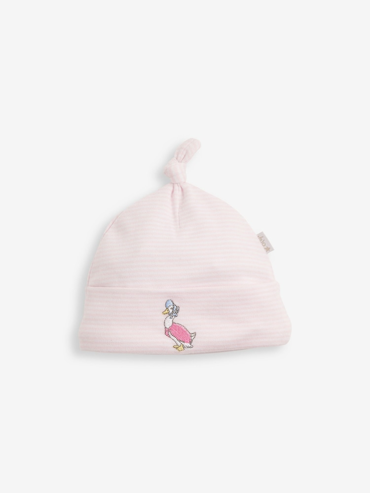 JoJo Maman Bébé Pink Jemima Puddle-Duck Smocked Sleepsuit & Hat Set - Image 5 of 7