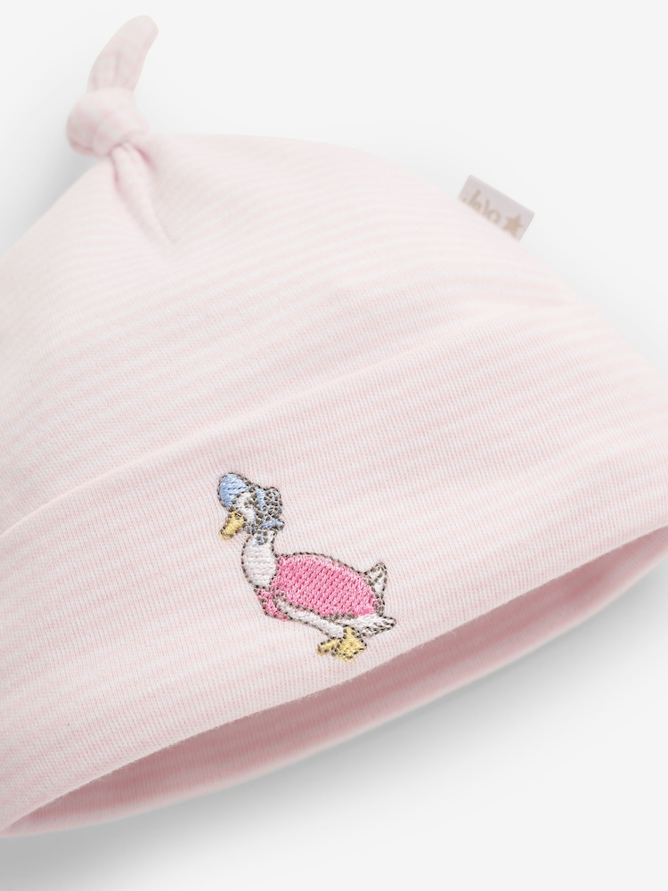 JoJo Maman Bébé Pink Jemima Puddle-Duck Smocked Sleepsuit & Hat Set - Image 7 of 7