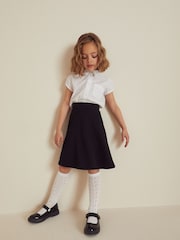 Black Longer Length Pull-On Jersey Stretch School Skater Skirt (3-17yrs) - Image 2 of 5