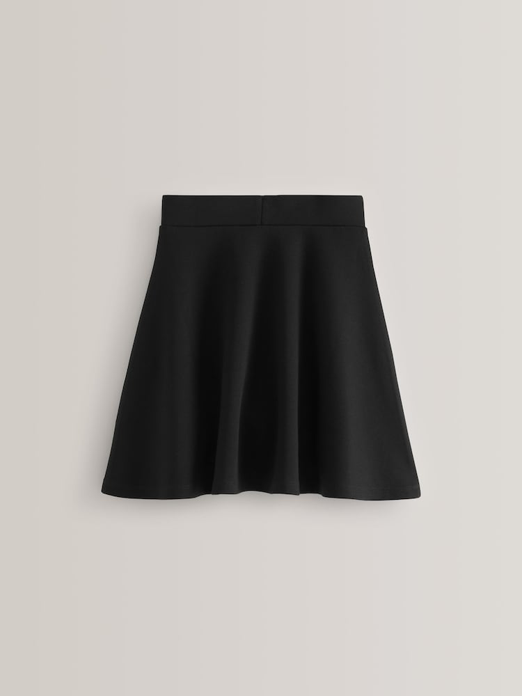 Black Longer Length Pull-On Jersey Stretch School Skater Skirt (3-17yrs) - Image 5 of 5