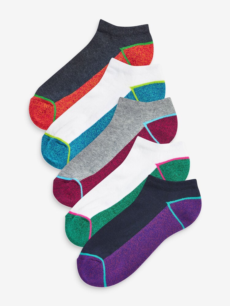 Bright Multi 5 Pack Cushioned Trainer Socks - Image 1 of 6