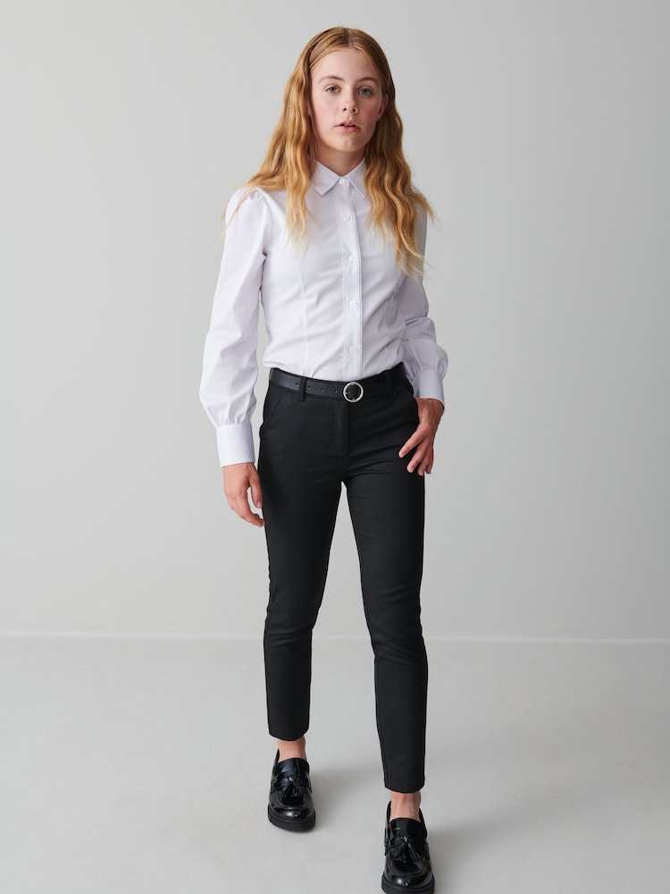 Clarks Black Senior Girls School Trousers With Belt Accessory - Image 1 of 9 Clarks Black Senior Girls School Trousers With Belt Accessory - Image 1 of 9