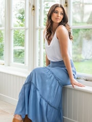 Pour Moi Blue Tahlia Tiered Skirt - Image 3 of 5