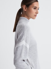 Reiss Cream/Grey Nova Colourblock Knitted Roll Neck Jumper - Image 4 of 7