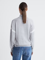 Reiss Cream/Grey Nova Colourblock Knitted Roll Neck Jumper - Image 5 of 7