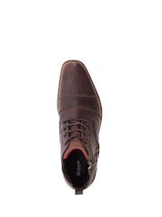 Dune London Brown Chrome Captains Double Toe Cap Detail Leather Boots - Image 5 of 5