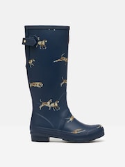 Joules Printed Navy Blue Dog Print Adjustable Tall Wellies - Image 3 of 6
