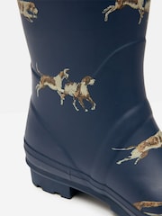 Joules Printed Navy Blue Dog Print Adjustable Tall Wellies - Image 5 of 6