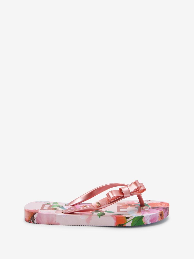 Baker by Ted Baker Floral Printed Bow Flip Flops - Image 1 of 5