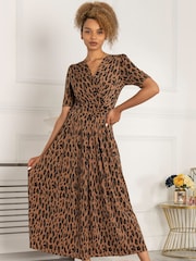 Jolie Moi Brown Printed Akayla Jersey Maxi Dress - Image 1 of 5