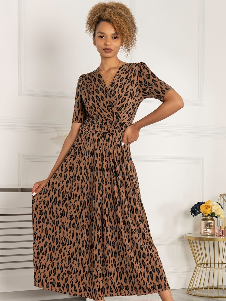 Jolie Moi Brown Printed Akayla Jersey Maxi Dress - Image 1 of 5