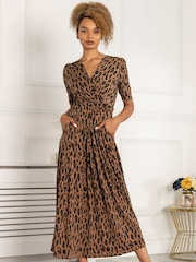 Jolie Moi Brown Printed Akayla Jersey Maxi Dress - Image 3 of 5