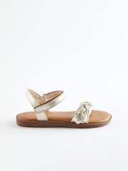Gold Leather Plaited Sandals - Image 2 of 5