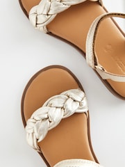 Gold Leather Plaited Sandals - Image 3 of 5