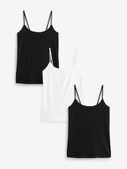Black/Black/White Thin Strap Vest 3 Packs - Image 1 of 5