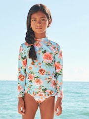 Blue Floral 2 Piece Sunsafe Swim Set (3mths-16yrs) - Image 2 of 6