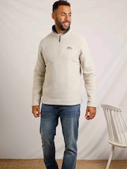 Weird Fish Cream Newark Eco Quarter Zip Grid Fleece - Image 1 of 5