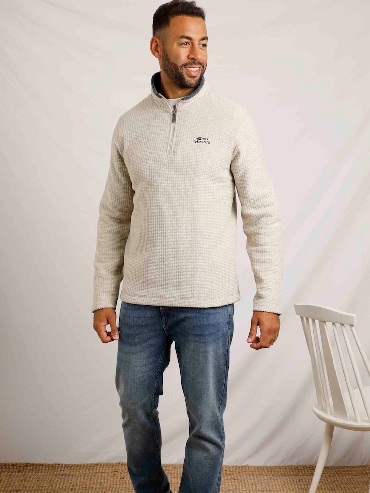 Weird Fish Cream Newark Eco Quarter Zip Grid Fleece - Image 1 of 5