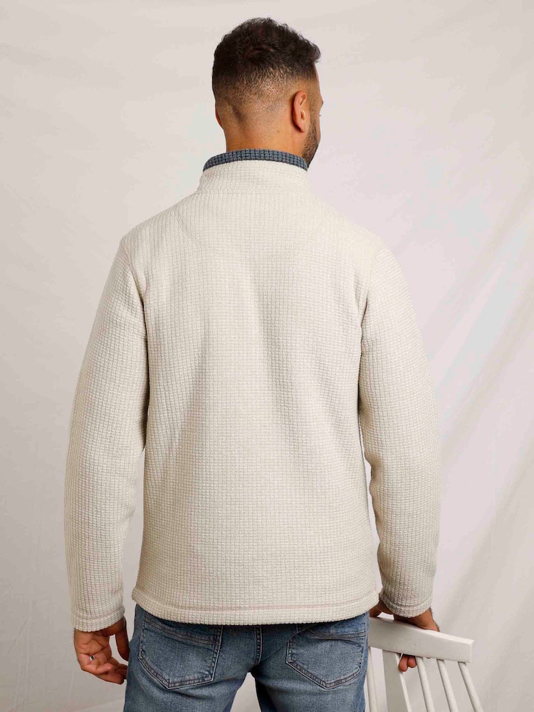 Weird Fish Cream Newark Eco Quarter Zip Grid Fleece - Image 2 of 5