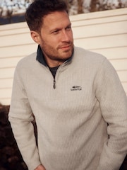 Weird Fish Cream Newark Eco Quarter Zip Grid Fleece - Image 4 of 5