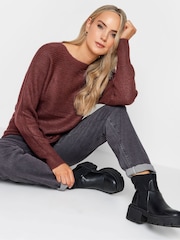 Long Tall Sally Red Slash Neck Jumper - Image 4 of 4