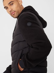 Threadbare Black Padded Contrast Sleeve Hooded Jacket - Image 4 of 4