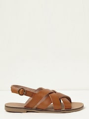 FatFace Brown Harper Criss Cross Sandals - Image 1 of 3