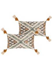 Furn 2 Pack Yellow 100% Cotton Atlas Filled Cushions - Image 1 of 5