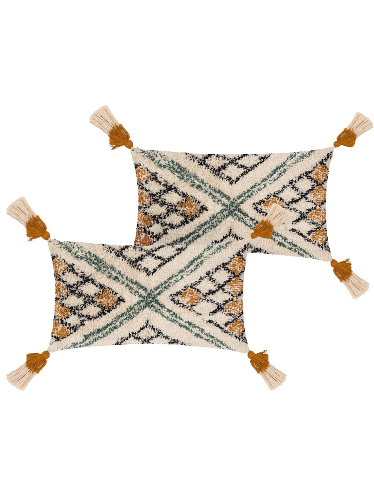 Furn 2 Pack Yellow 100% Cotton Atlas Filled Cushions - Image 1 of 5