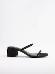 Black Extra Wide Fit Forever Comfort® Two Band Block Heel Mules - Image 1 of 5