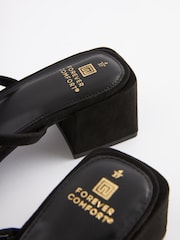 Black Extra Wide Fit Forever Comfort® Two Band Block Heel Mules - Image 5 of 5