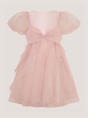 Rosa - Vestido de fiesta Monsoon Raphela con mangas abullonadas y lazo - Imagen 2 de 4