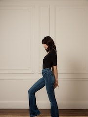 DONNA IDA Hope Blue High Rise Patch Pocket Flare Jeans - Image 4 of 4