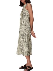 Whistles Blue Lively Animal Frill Midi Dress - Image 1 of 1