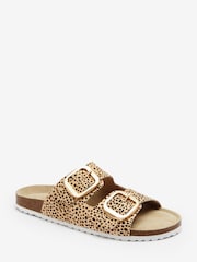 Animal Forever Comfort® Leather/Suede Double Strap Footbed Sandals - Image 4 of 6