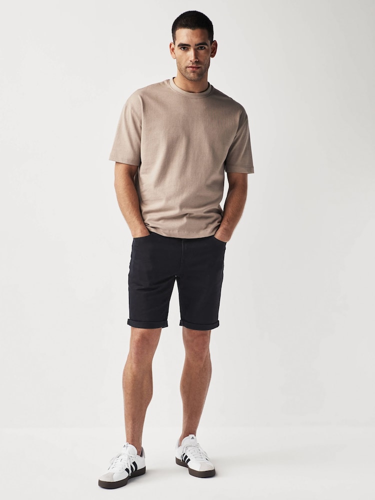 Black Stretch Denim Shorts - Image 2 of 9