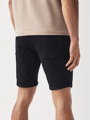 Black Stretch Denim Shorts - Image 3 of 9