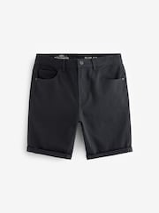 Black Stretch Denim Shorts - Image 5 of 9
