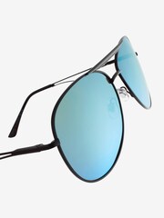 Black/Blue Pilot Polarised Sunglasses - Image 4 of 5