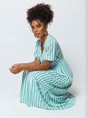 SCAMP & DUDE Green Stripe Tie Front Maxi Dress - Image 5 of 6