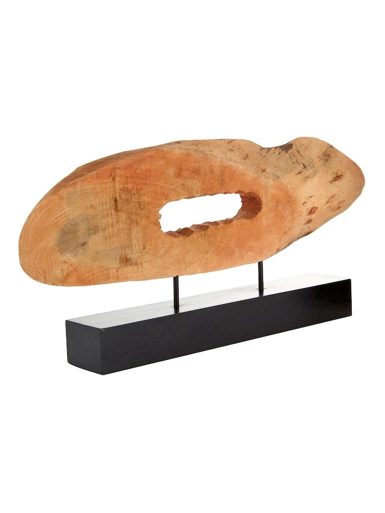 Fifty Five South White Handcrafted Wooden Ornaments Log Sculpture - Image 3 of 4