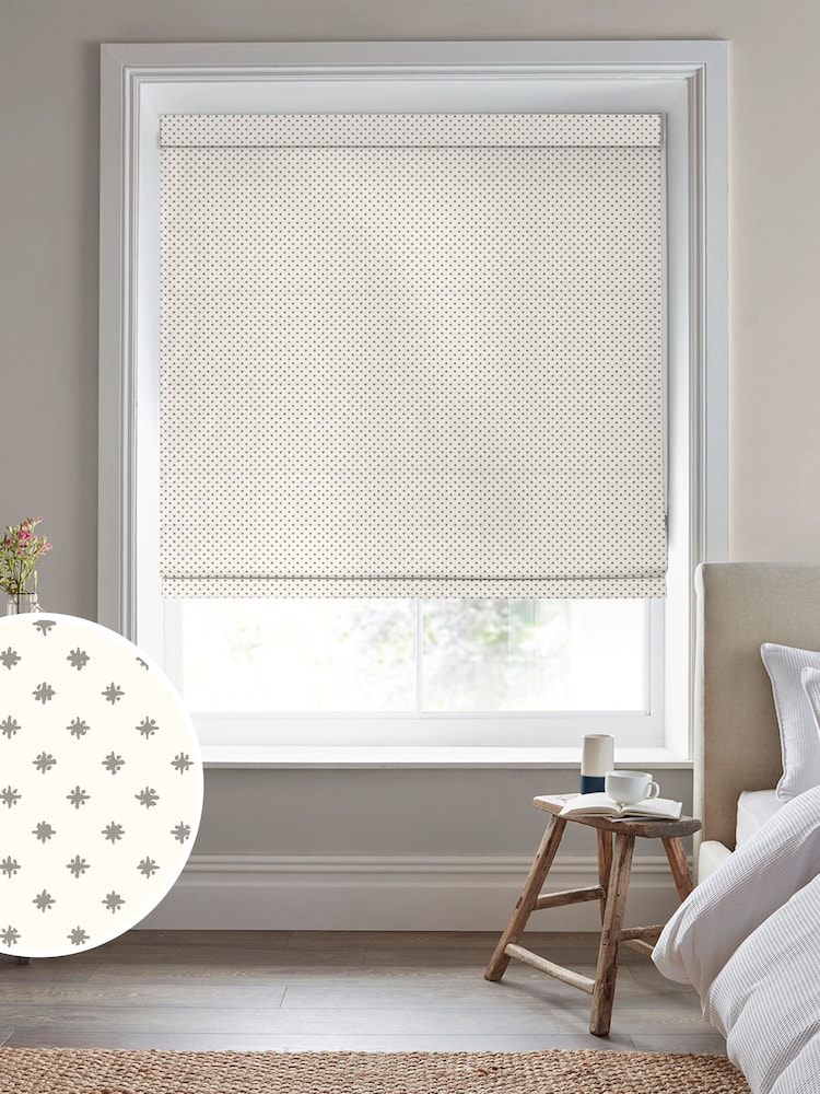 Laura Ashley Grey Louise Star Made To Measure Roman Blinds - Image 1 of 6