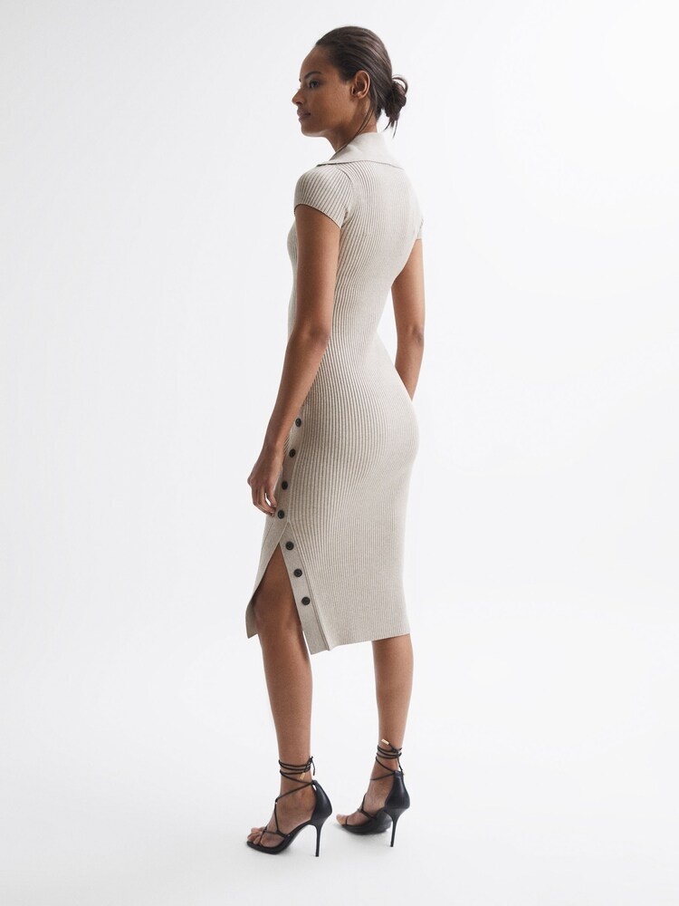 Reiss Neutral Mason Bodycon Knitted Dress - Image 5 of 5 Reiss Neutral Mason Bodycon Knitted Dress - Image 5 of 5
