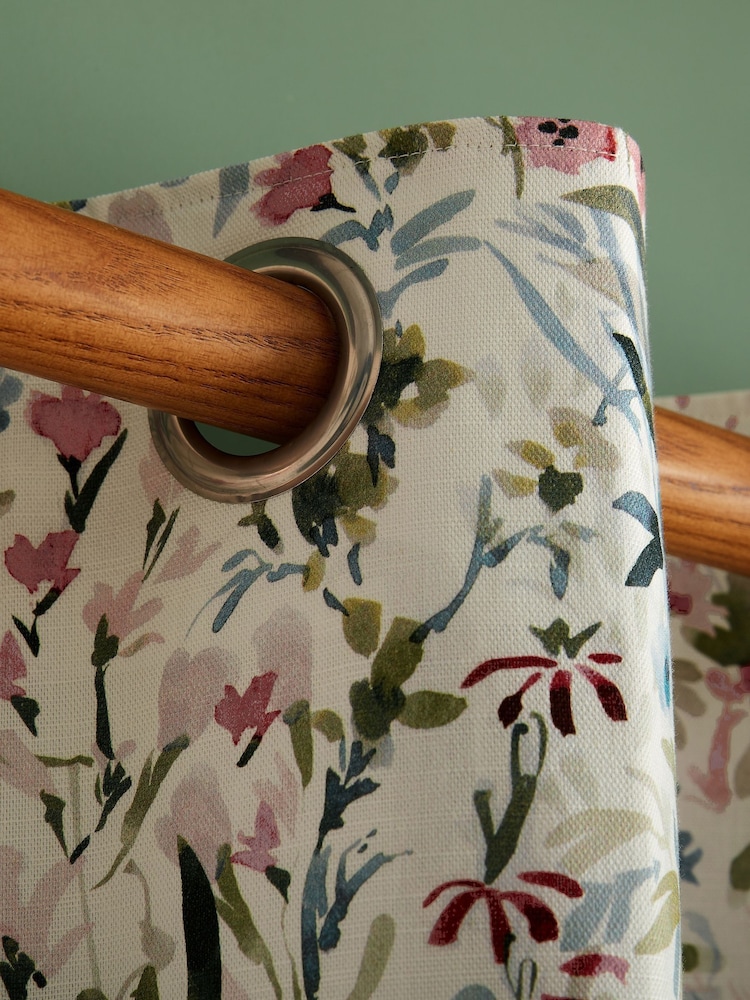White Pointon Fields Lined  Eyelet Curtains - Image 1 of 3