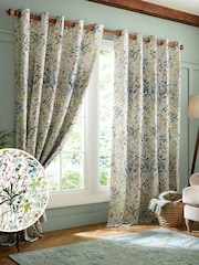 White Pointon Fields Lined  Eyelet Curtains - Image 2 of 3